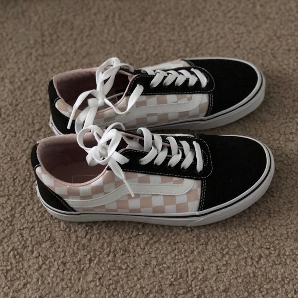 Black and pink/white checkerboard old skool Vans - Picture 2 of 7